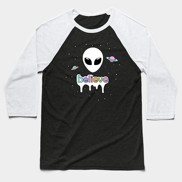 Aesthetic Goth E Girl Alien Space Baseball T-Shirt by wbdesignz